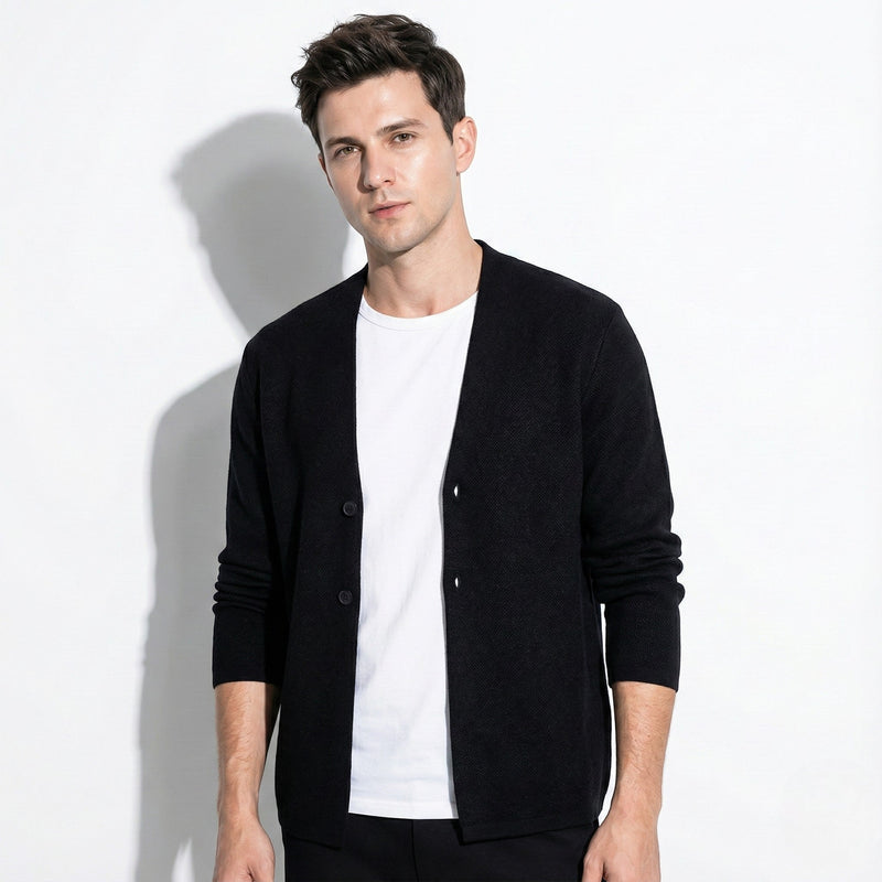 Slim Fit Cardigan Jacket-outerwear > cardigan jacket-Laventaire-Laventaire