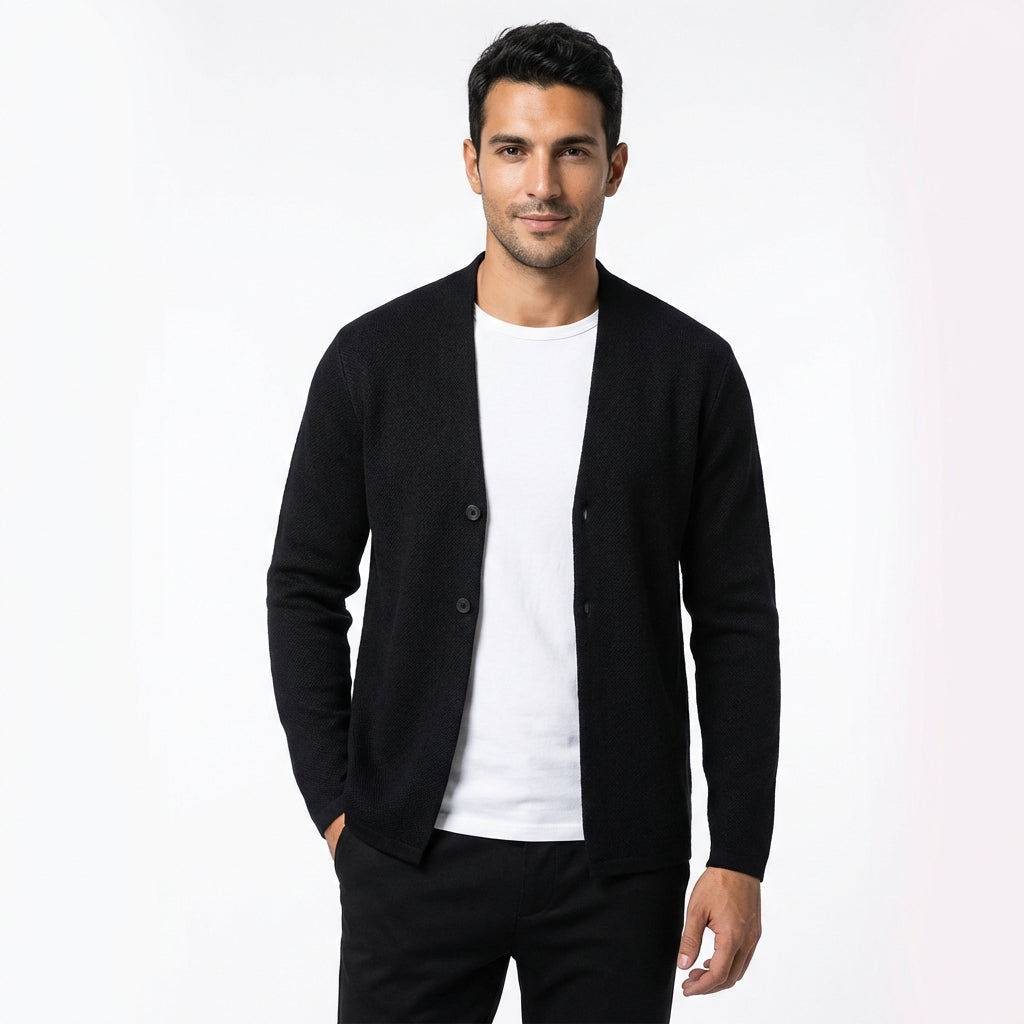 Slim Fit Cardigan Jacket-outerwear > cardigan jacket-Laventaire-Laventaire