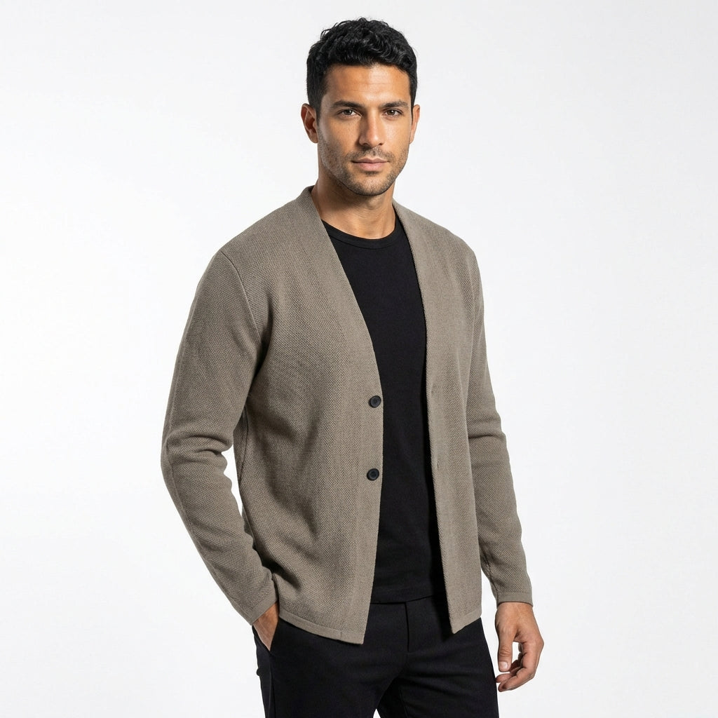 Slim Fit Cardigan Jacket-outerwear > cardigan jacket-Laventaire-Laventaire