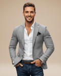 Slim Fit Casual Blazer-blazers > casual blazers-Laventaire-Light Gray-S-Laventaire