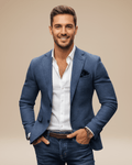 Slim Fit Casual Blazer-blazers > casual blazers-Laventaire-Navy Blue-S-Laventaire