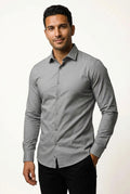 Slim Fit Casual Shirt-shirts > casual shirts > slim fit casual shirt-Laventaire-Light Gray-S-Laventaire