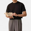 Slim Fit Casual T-Shirt-T-shirts > Slim Fit T-shirt-Laventaire-Black-M-Laventaire
