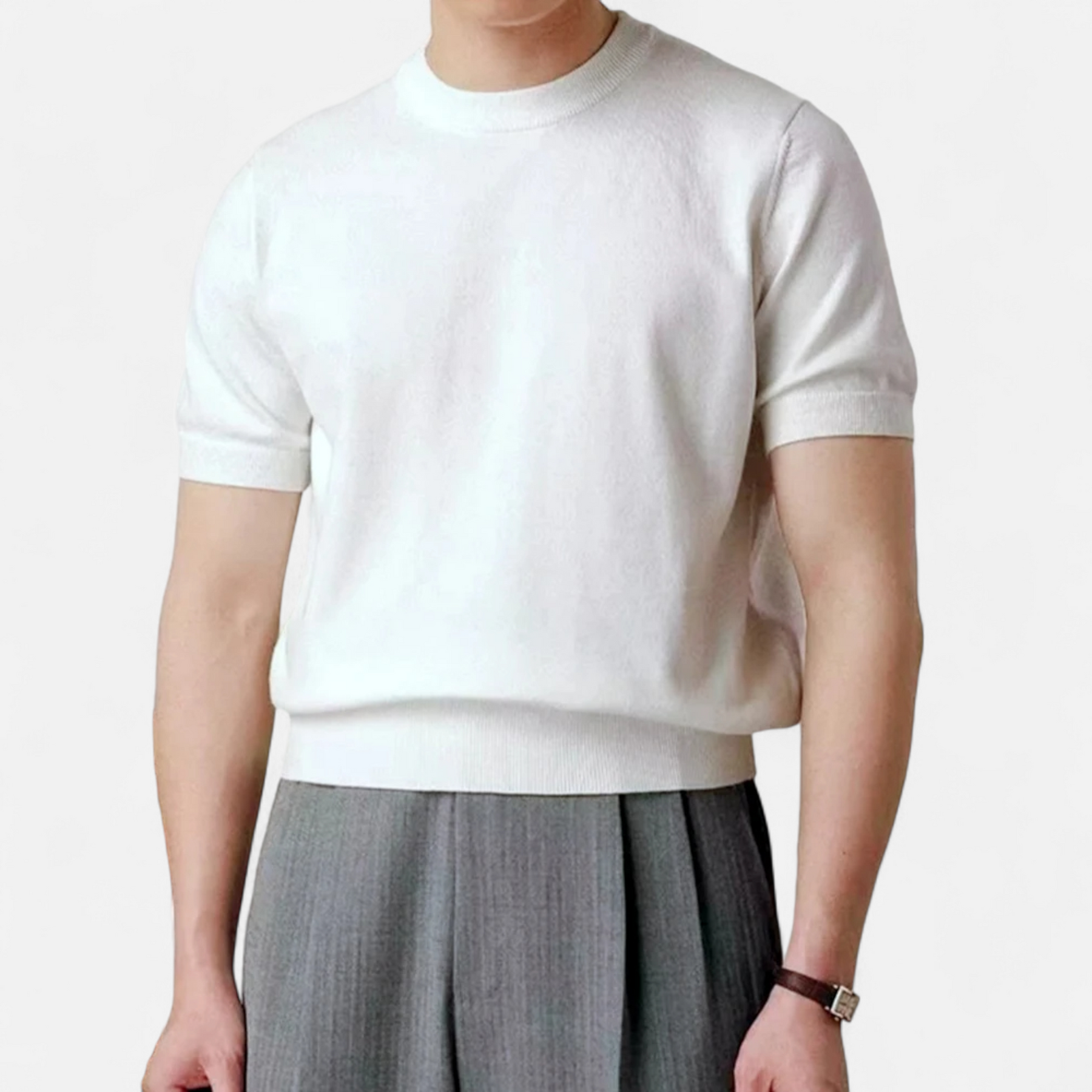 Slim Fit Casual T-Shirt-T-shirts > Slim Fit T-shirt-Laventaire-White-M-Laventaire