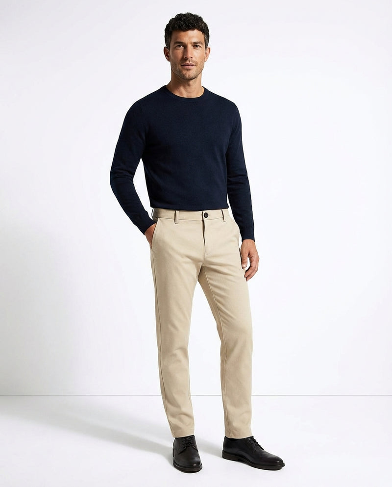 Slim Fit Chino Trousers-trousers > chinos-Laventaire-Beige-S-Laventaire
