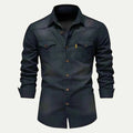 Slim Fit Denim Shirt-shirts > denim shirts-Laventaire-Laventaire