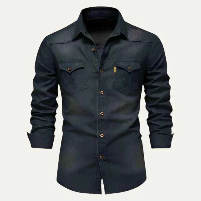 Slim Fit Denim Shirt-shirts > denim shirts-Laventaire-Laventaire