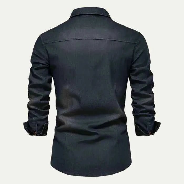 Slim Fit Denim Shirt-shirts > denim shirts-Laventaire-Laventaire