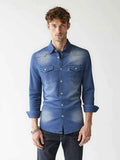 Slim Fit Denim Shirt-shirts > denim shirts-Laventaire-Laventaire