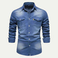 Slim Fit Denim Shirt-shirts > denim shirts-Laventaire-Denim Blue-S-Laventaire