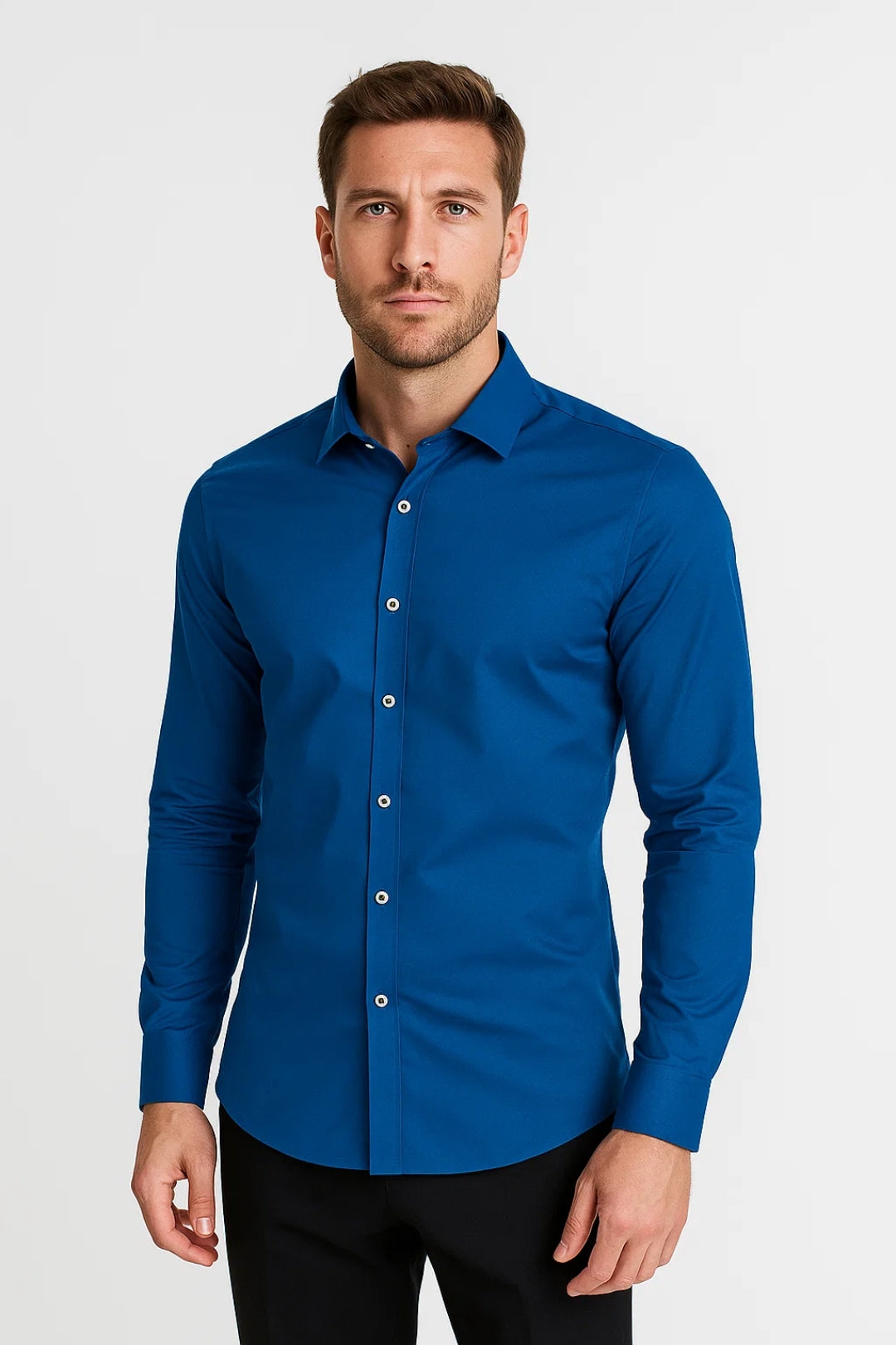Slim Fit Dress Shirt-shirts > dress shirts > slim fit dress shirts-Laventaire-Blue-XS-Laventaire