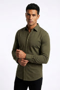 Slim Fit Dress Shirt-shirts > dress shirts > slim fit dress shirts-Laventaire-Dark Green-XS-Laventaire