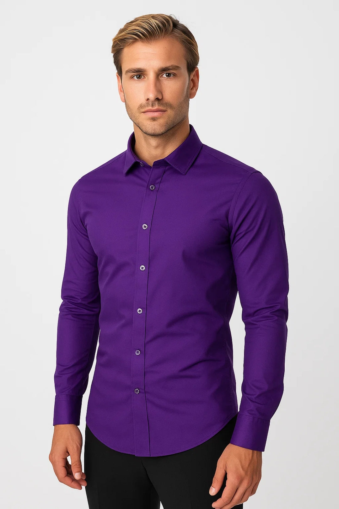 Slim Fit Dress Shirt-shirts > dress shirts > slim fit dress shirts-Laventaire-Purple-XS-Laventaire