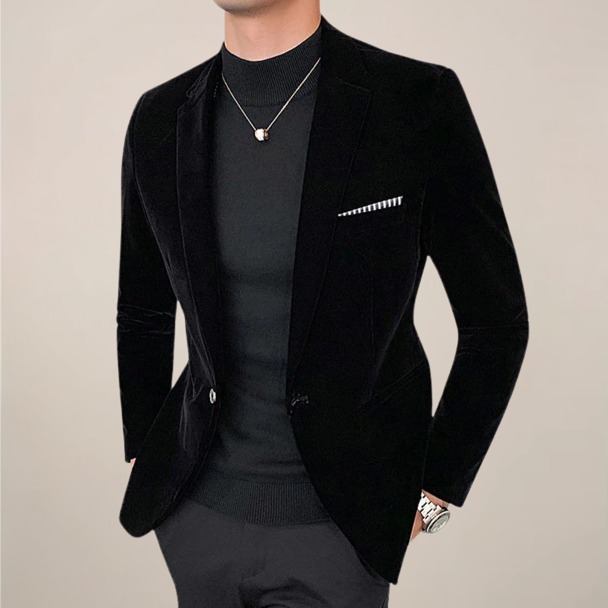 Slim Fit Formal Blazer-blazers > formal blazers-Laventaire-Black-M-Laventaire