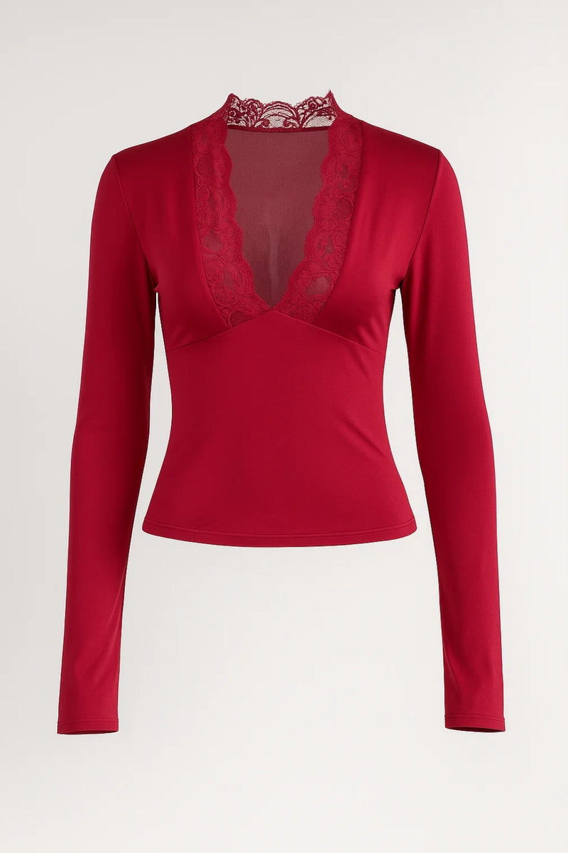 Slim Fit Long Sleeve Top-tops > long sleeve tops-Laventaire-Laventaire