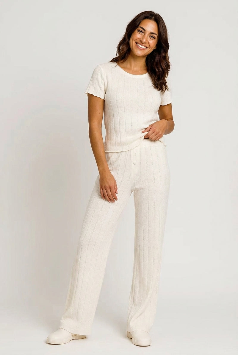 Slim Fit Loungewear Set-loungewear > loungewear set-Laventaire-White-XS-Laventaire