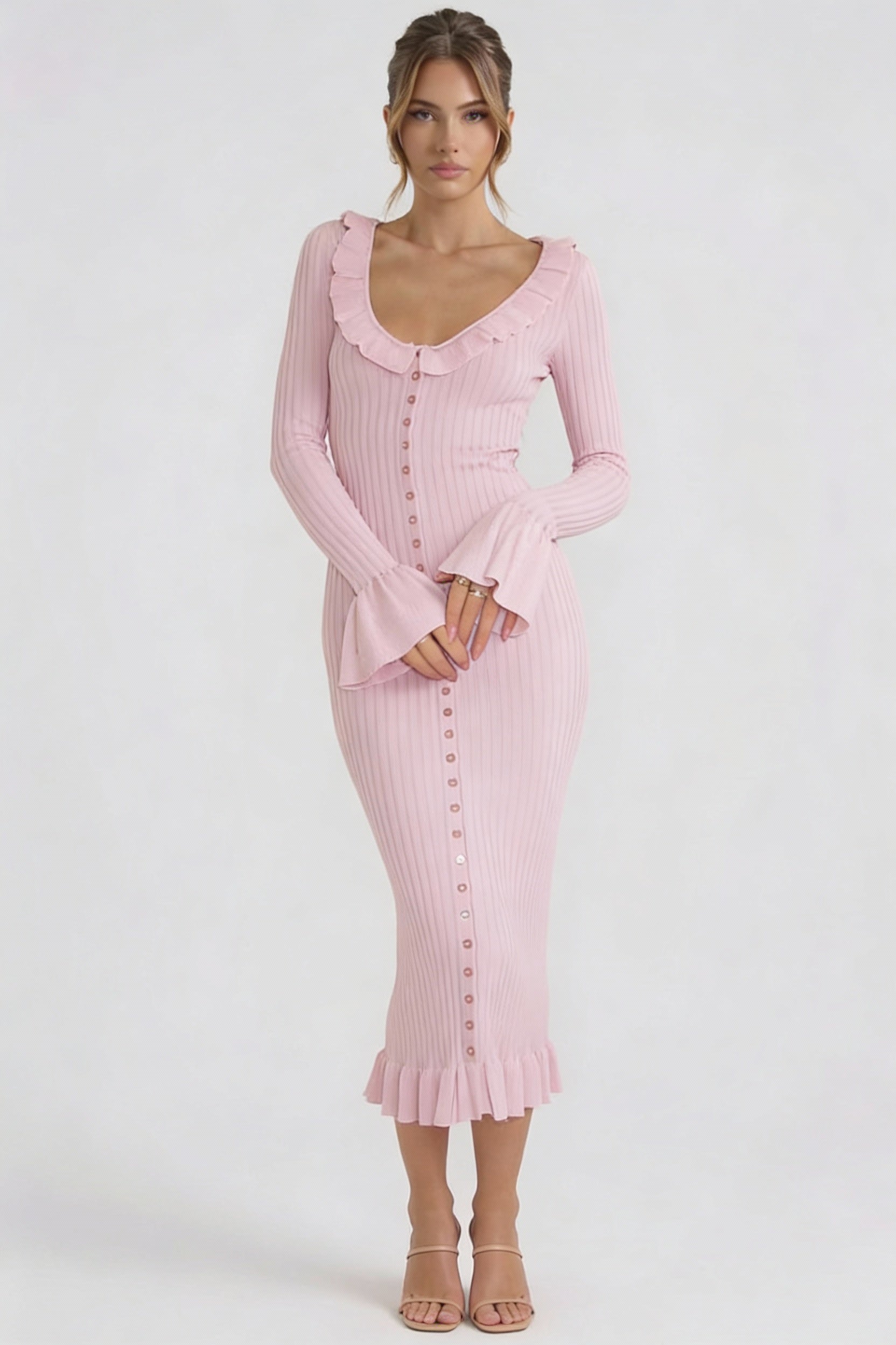 Slim Fit Midi Dress-dresses > midi dress-Laventaire-Laventaire