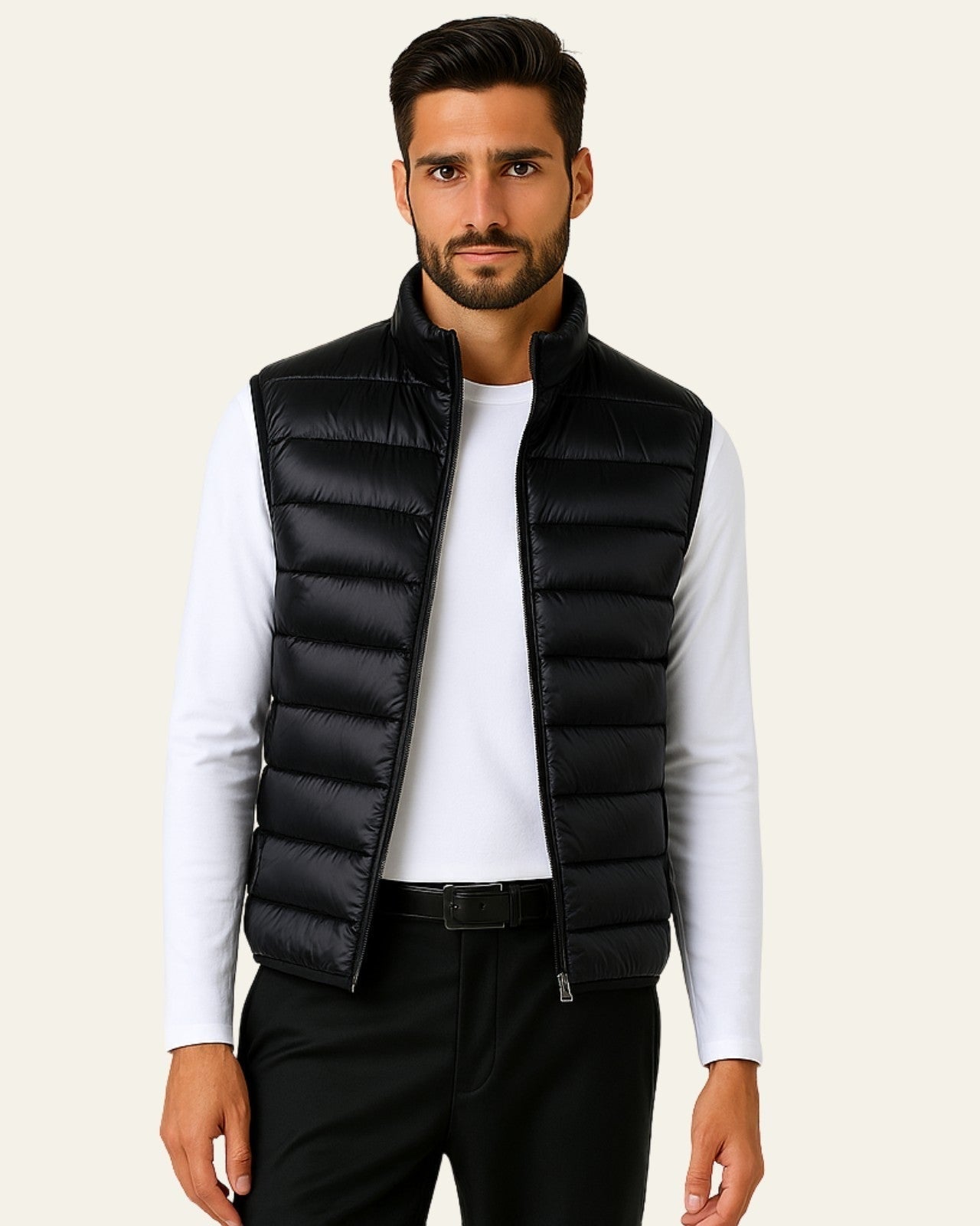 Slim Fit Padded Vest-outerwear > vests > padded vests-Laventaire-Laventaire