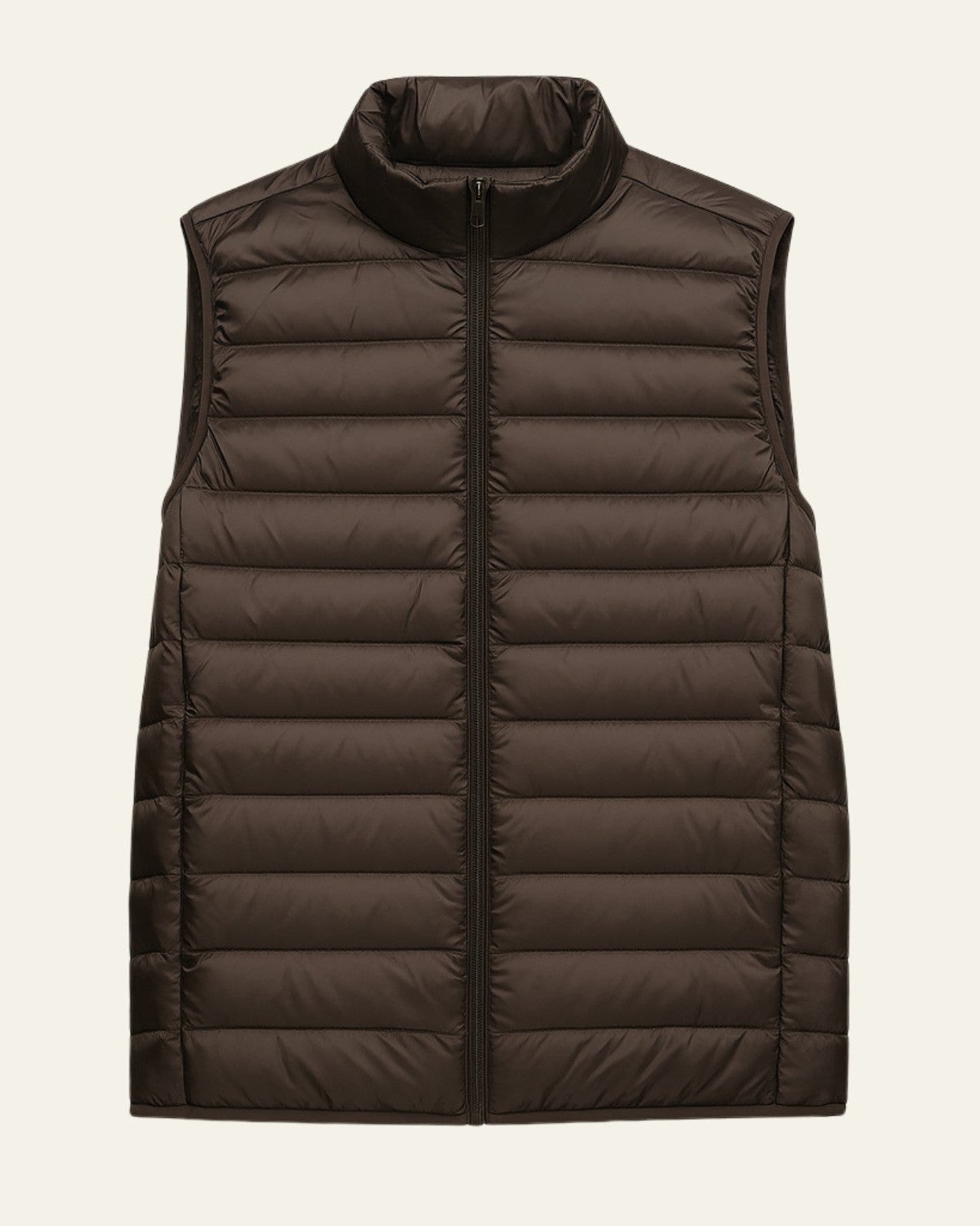 Slim Fit Padded Vest-outerwear > vests > padded vests-Laventaire-Dark Brown-S-Laventaire
