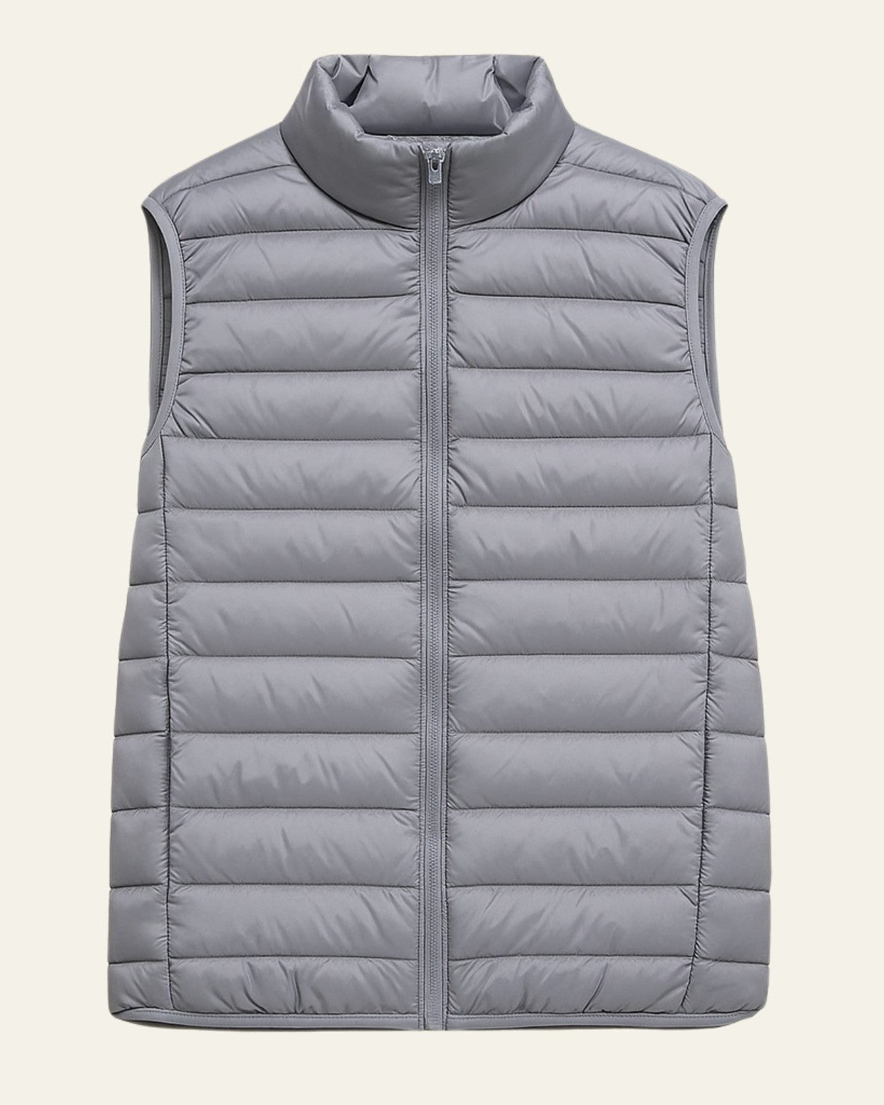 Slim Fit Padded Vest-outerwear > vests > padded vests-Laventaire-Light Gray-S-Laventaire