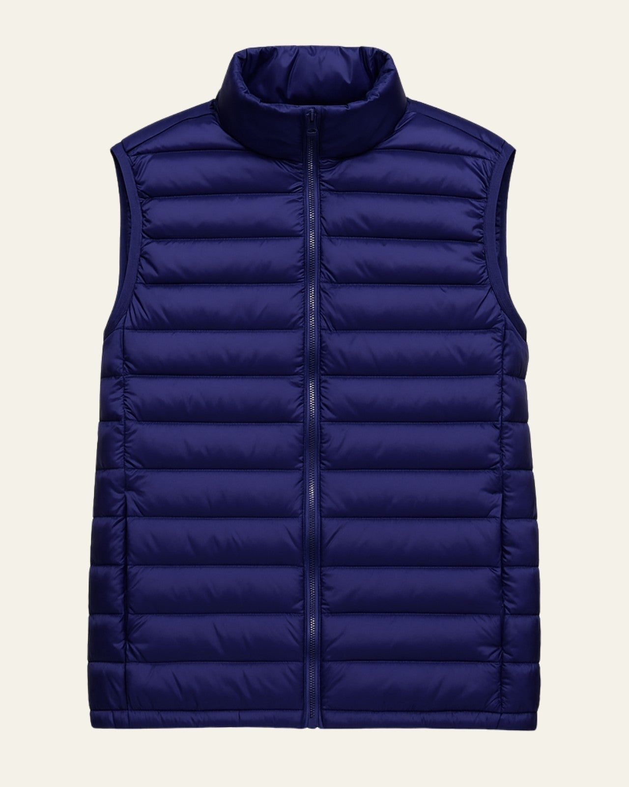 Slim Fit Padded Vest-outerwear > vests > padded vests-Laventaire-Navy Blue-S-Laventaire