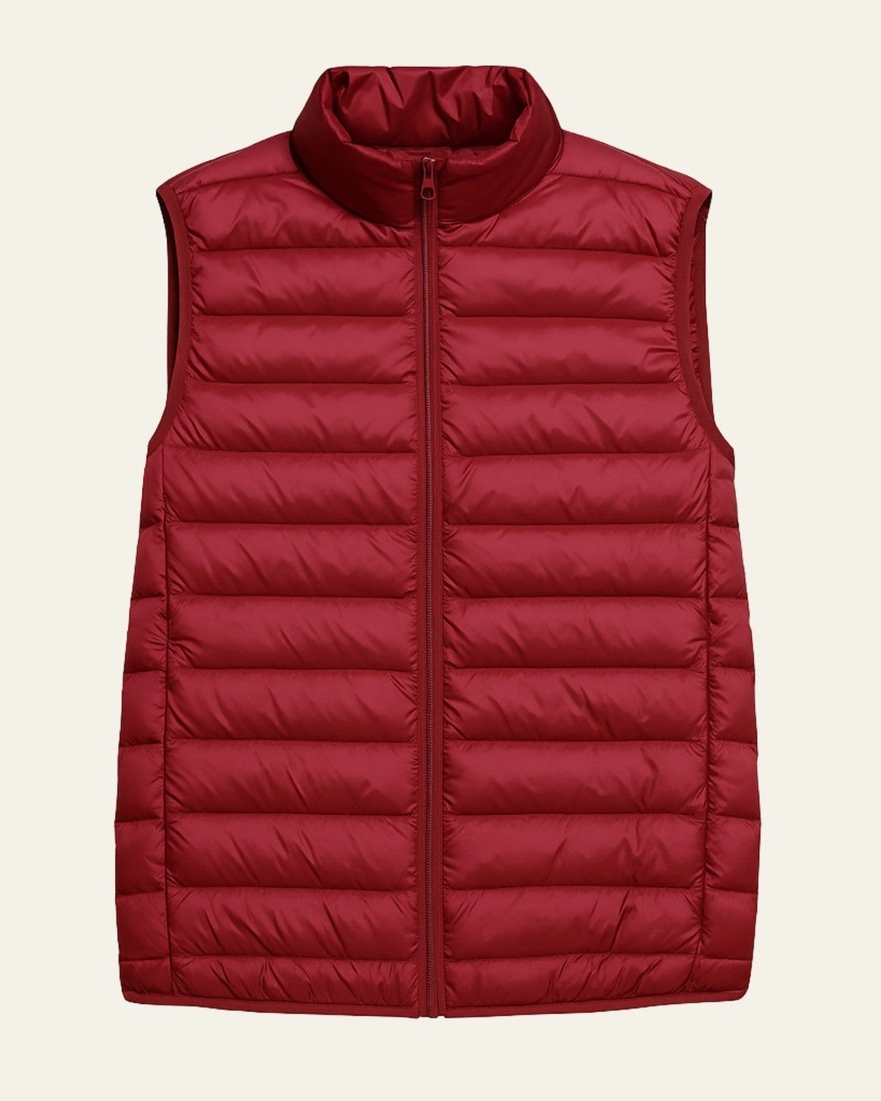 Slim Fit Padded Vest-outerwear > vests > padded vests-Laventaire-Red-S-Laventaire