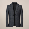 Slim Fit Plaid Blazer-blazers > plaid blazer-Laventaire-Dark Gray-M-Laventaire
