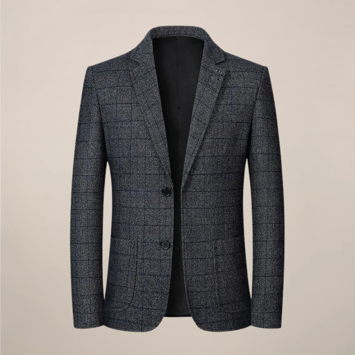 Slim Fit Plaid Blazer-blazers > plaid blazer-Laventaire-Dark Gray-M-Laventaire