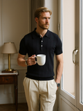 Slim Fit Polo Shirt-shirts > polo shirts-Laventaire-Black-S-Laventaire