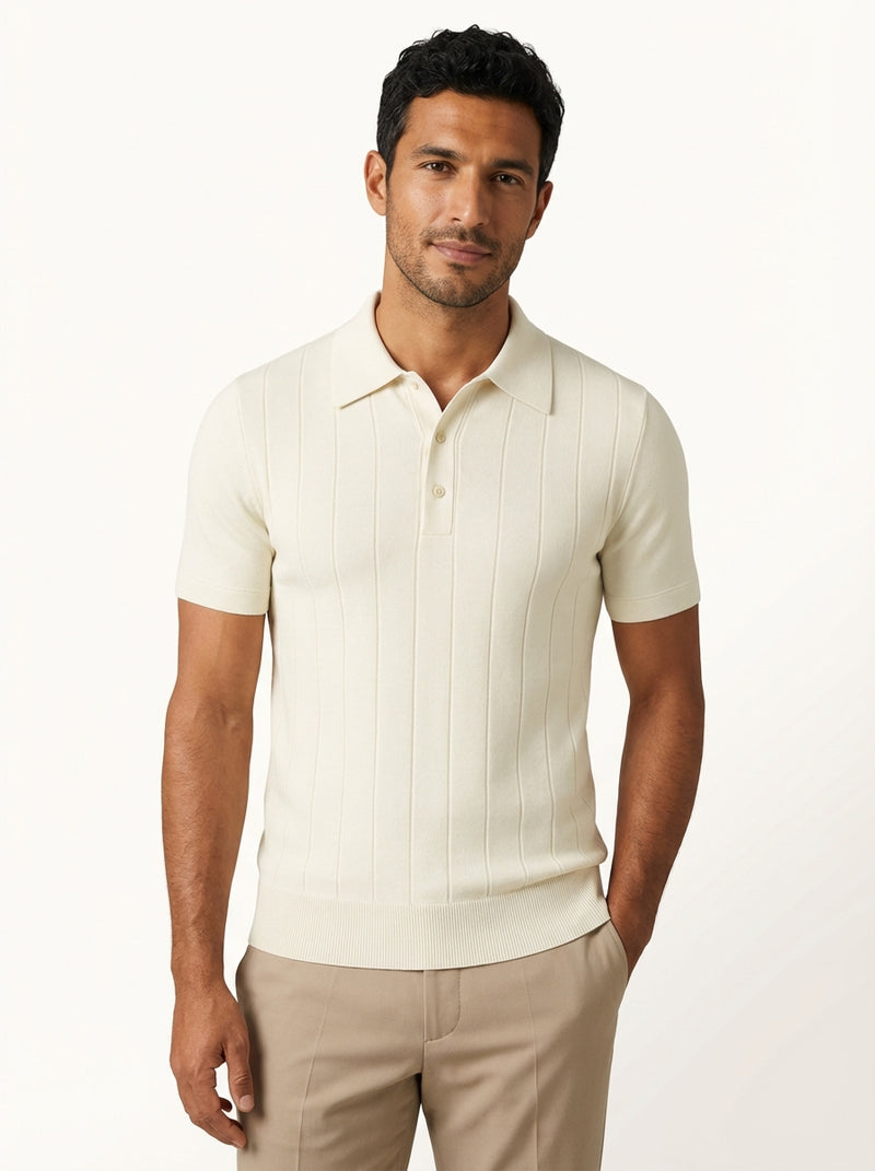 Slim Fit Polo Shirt-shirts > polo shirts-Laventaire-Ivory-S-Laventaire