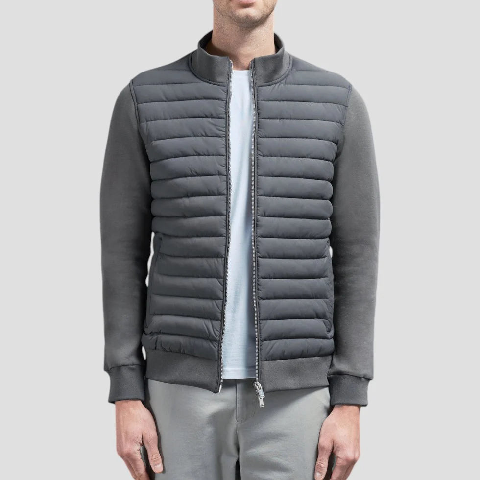 Slim Fit Puffer Jacket-outerwear > jackets > puffer jackets-Laventaire-Gray-S-Laventaire