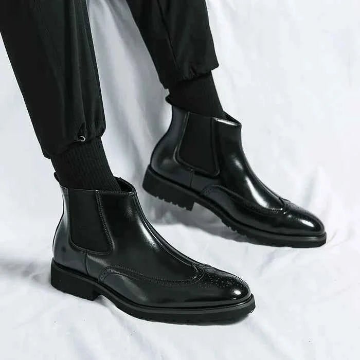 Slim Fit Slip On Boots-footwear > boots > slip-on boots-Laventaire-Black-38-Laventaire