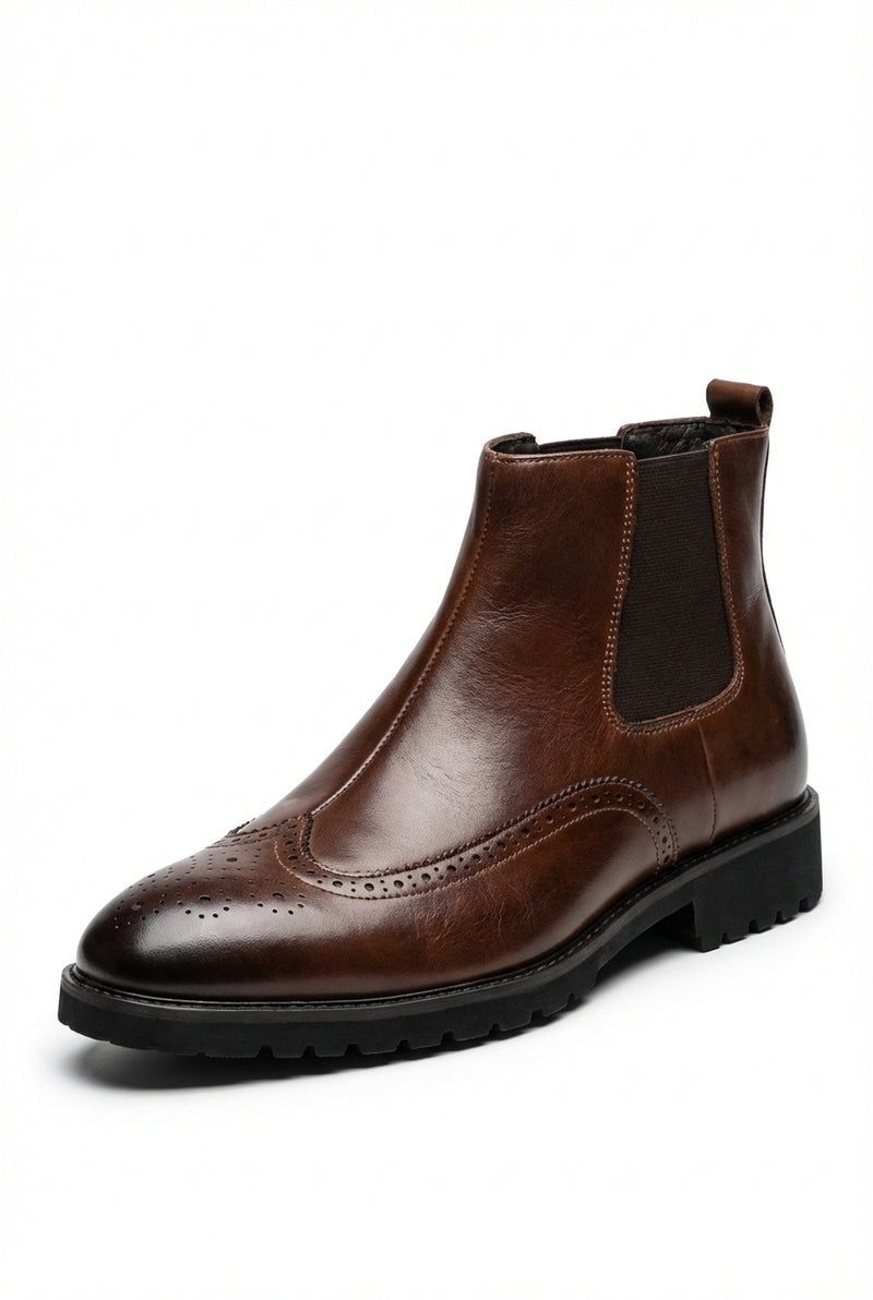Slim Fit Slip On Boots-footwear > boots > slip-on boots-Laventaire-Dark Brown-38-Laventaire