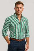 Slim Fit Striped Dress Shirt-shirts > dress shirts-Laventaire-Green-S-Laventaire