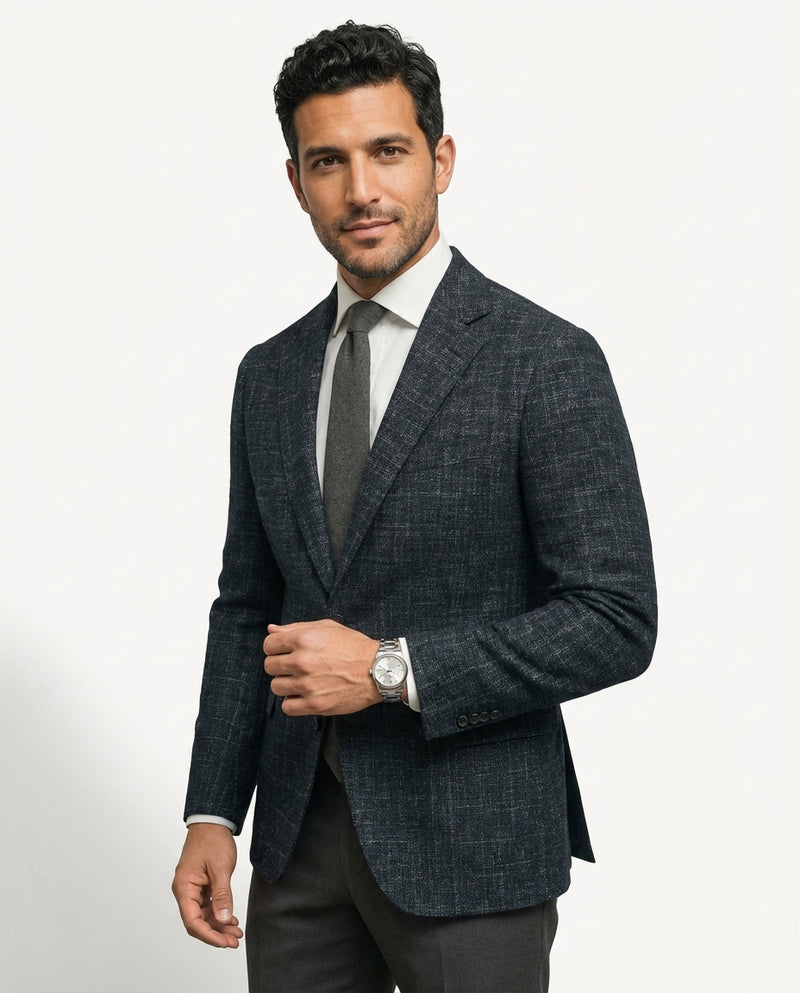 Slim Fit Structured Blazer-jackets > blazers-Laventaire-Black-S-Laventaire