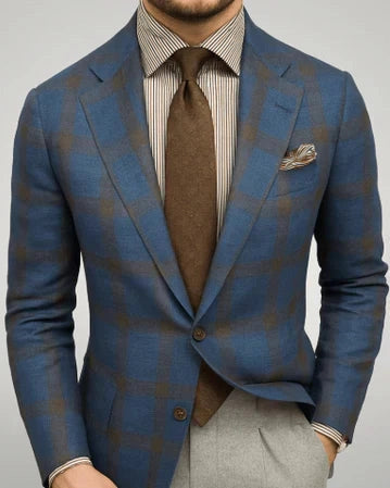 Slim Fit Structured Blazer-jackets > blazers-Laventaire-Dark Blue-S-Laventaire