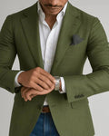 Slim Fit Structured Blazer-jackets > blazers-Laventaire-Dark Olive Green-S-Laventaire