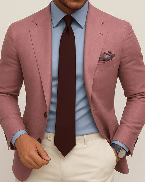 Slim Fit Structured Blazer-jackets > blazers-Laventaire-Rose Pink-S-Laventaire