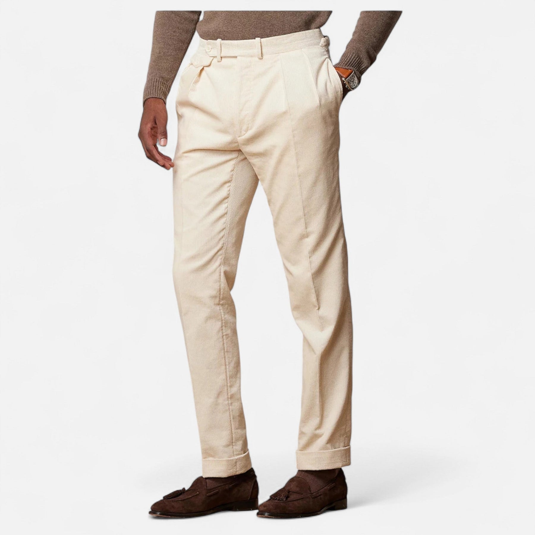 Slim Fit Tailored Trousers-trousers > tailored trousers-Laventaire-Laventaire