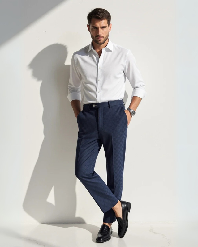 Slim Fit Tailored Trousers-trousers > tailored trousers-Laventaire-Laventaire