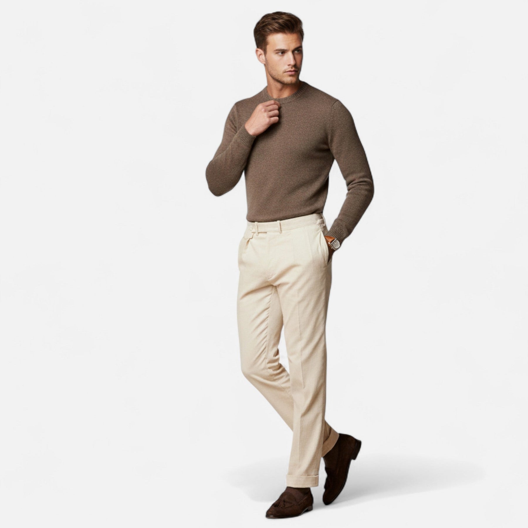 Slim Fit Tailored Trousers-trousers > tailored trousers-Laventaire-Laventaire