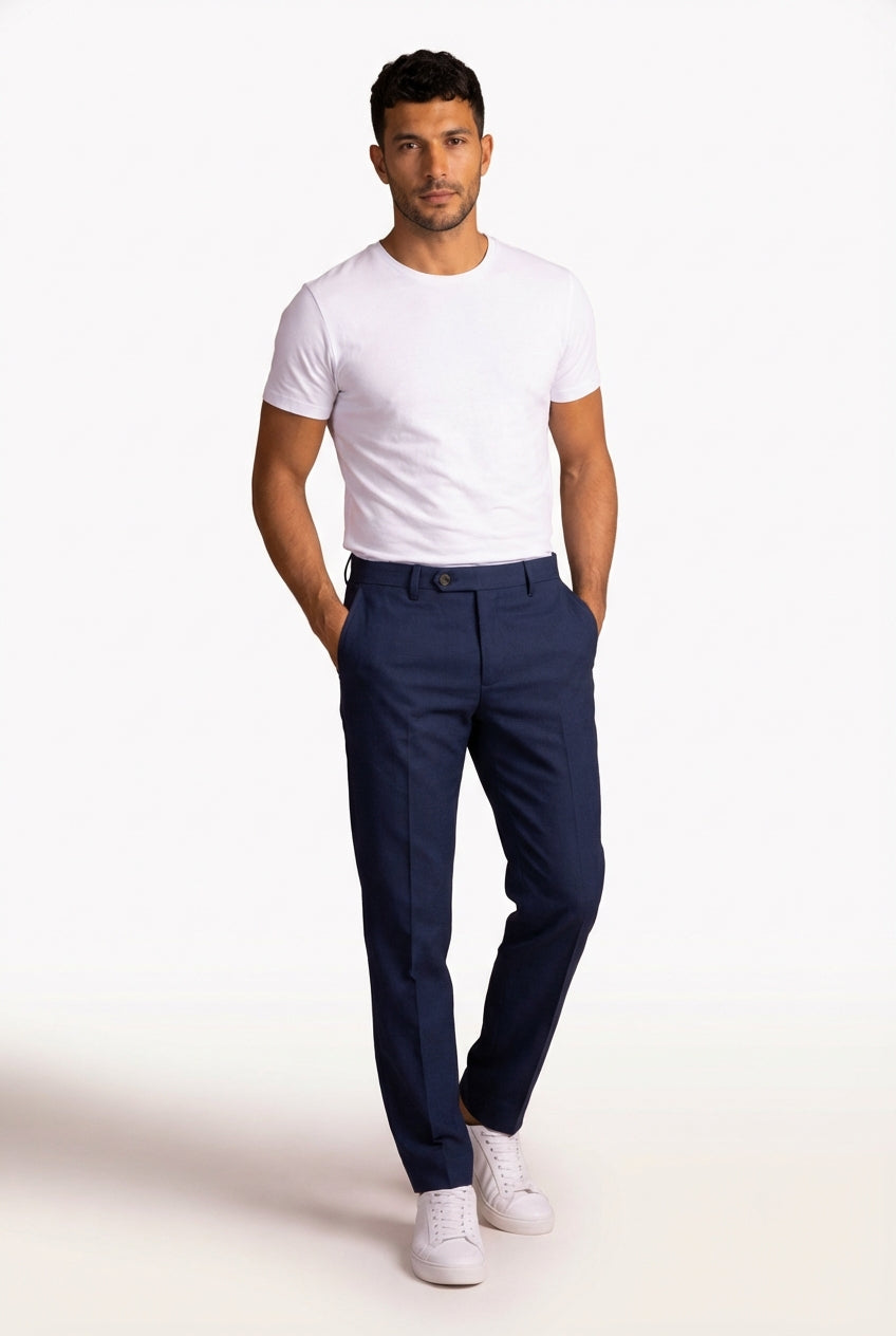 Slim Fit Tailored Trousers-trousers > tailored trousers-Laventaire-Laventaire