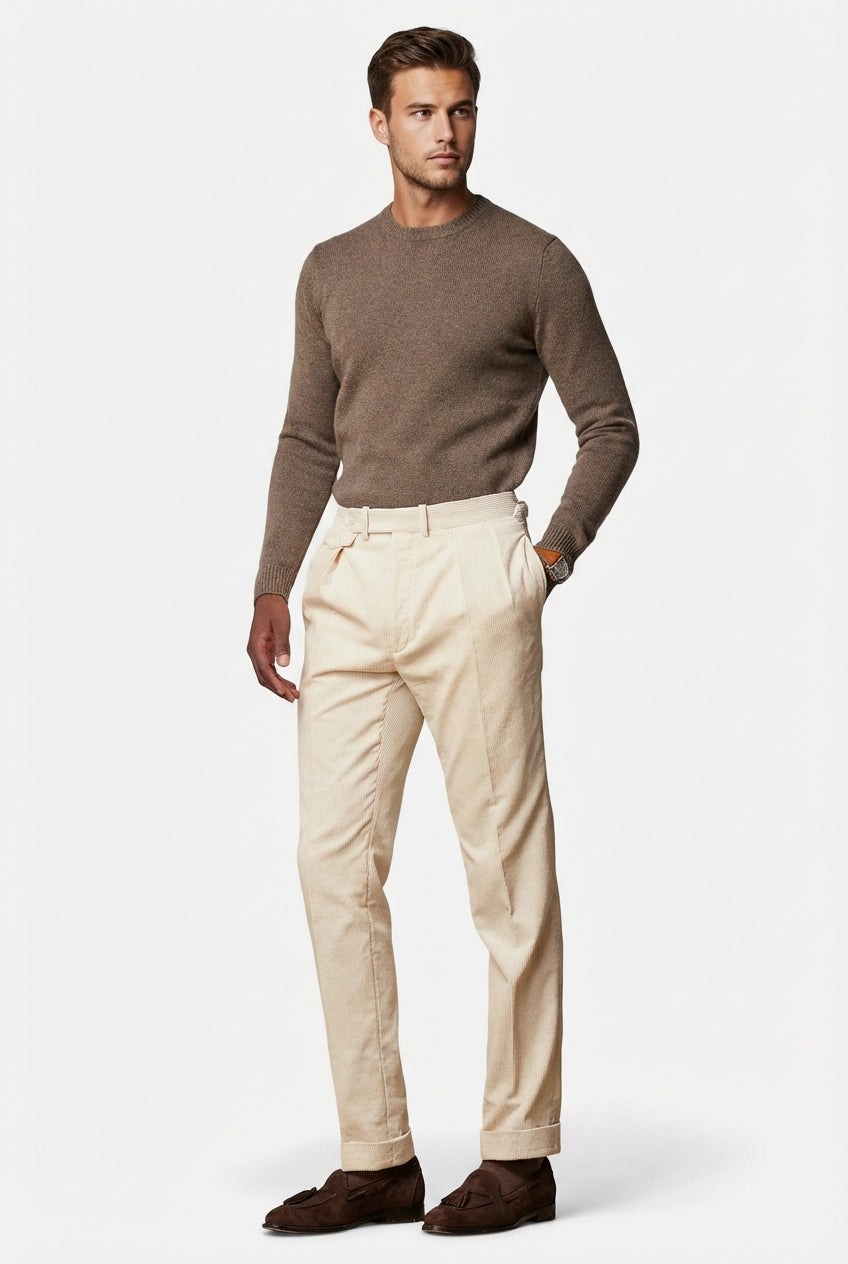 Slim Fit Tailored Trousers-trousers > tailored trousers-Laventaire-Laventaire