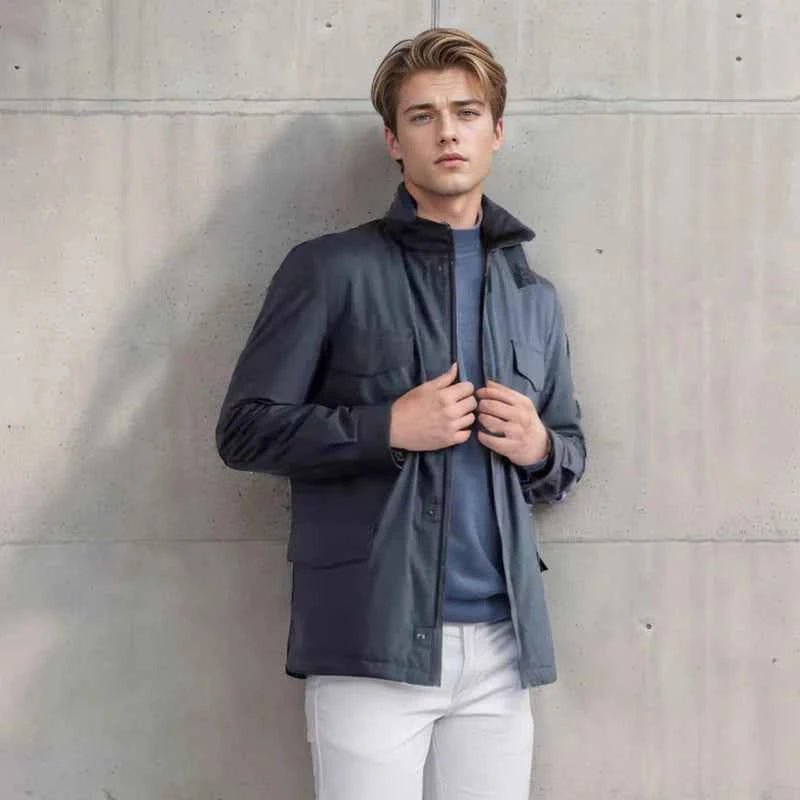 Slim Fit Transitional Jacket-jackets > transitional jackets-Laventaire-Laventaire