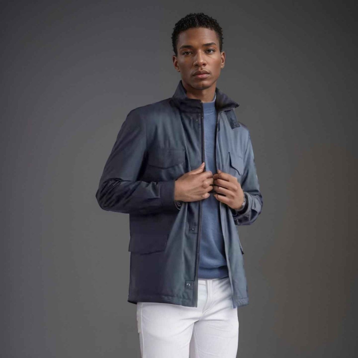 Slim Fit Transitional Jacket-jackets > transitional jackets-Laventaire-Laventaire