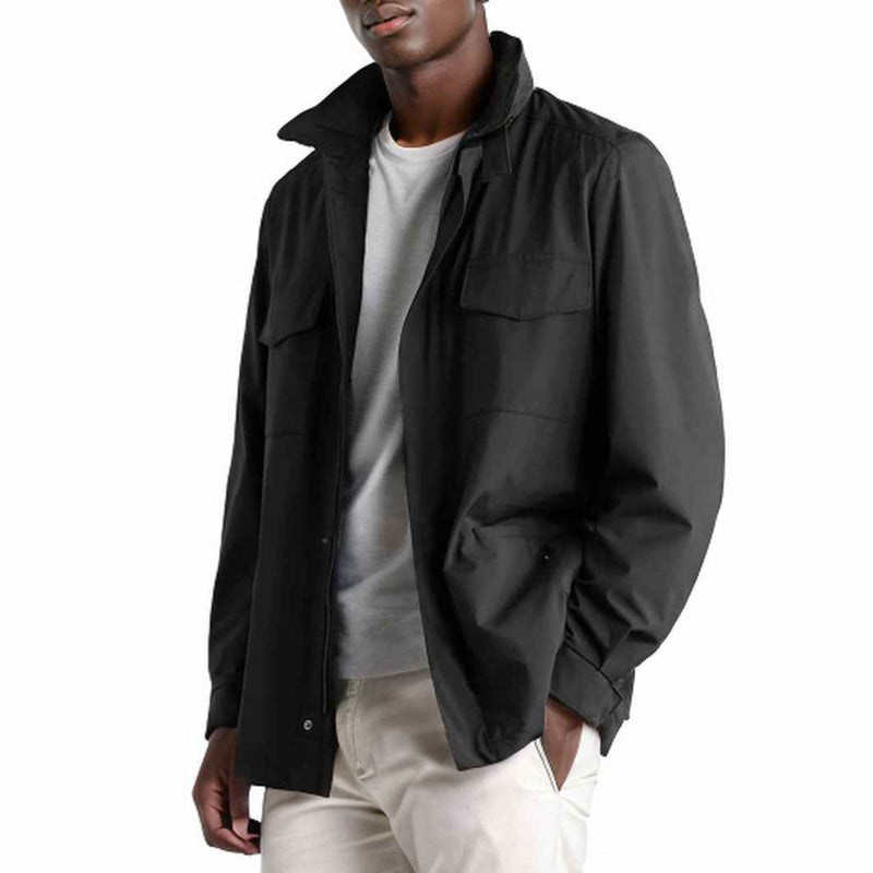 Slim Fit Transitional Jacket-jackets > transitional jackets-Laventaire-Black-S-Laventaire