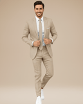 Slim Fit Wedding Suit-suits > slim fit suit-Laventaire-Beige-S-Laventaire