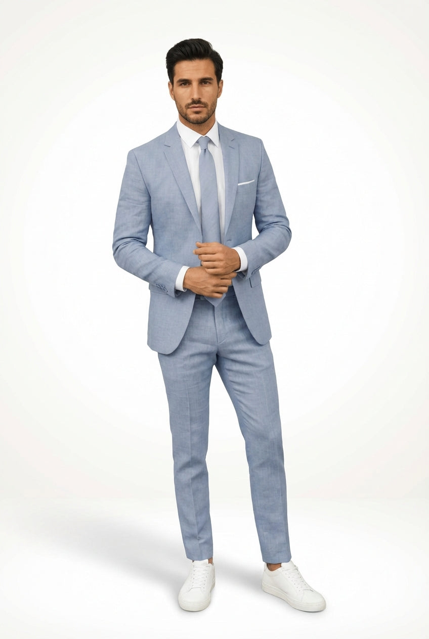 Slim Fit Wedding Suit-suits > slim fit suit-Laventaire-Light Blue-S-Laventaire