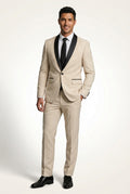 Slim Fit Wedding Suit-suits > wedding suit-Laventaire-Beige-S-Laventaire