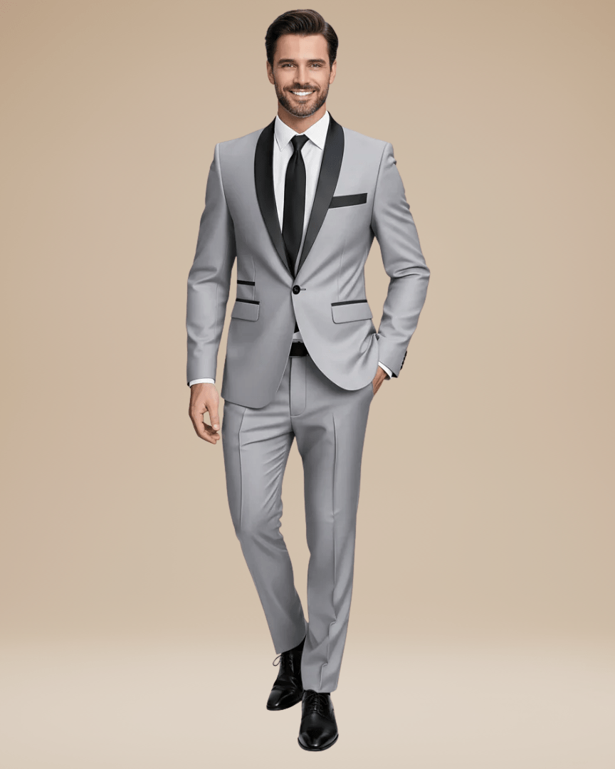 Slim Fit Wedding Suit-suits > wedding suit-Laventaire-Light Gray-S-Laventaire